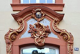 House mark (1766) at Historical building "Zum Schwarzen Ochsen" in Trier.