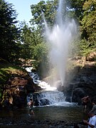 Le geyser installé en 1855 dans le jardin romantique en bas du mur de barrage