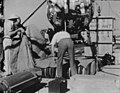 Mattresses are stacked under the Gadget prior to hoisting it to the top of the shot tower.