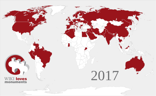 Map of countries participating in Wiki Loves Monuments in 2017