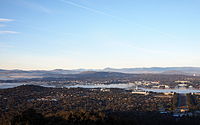 Fog over Lake Burley Griffin on a cold morning