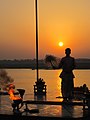 Morning Aarti of the Ganges at sunrise, Varanasi.