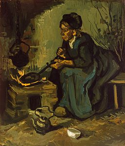 Vincent van Gogh Peasant Woman Cooking by a Fireplace