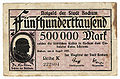 Notgeld der Stadt Bochum 1923 - 500 000 DM - Vorderseite