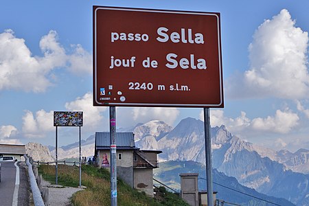 Sellajoch, a mountain pass in the Dolomites