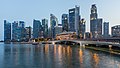 16 Skyline of the Central Business District of Singapore with Esplanade Bridge in the evening uploaded by Basile Morin, nominated by Editor-1,  7,  2,  1