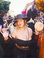 woman playing tambourine, French Quarter of New Orleans, Mardi Gras Day 1998