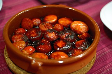 Chorizo cooked in cider