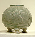 Chinese celadon with cut-out and engraved decoration, 10th century. From the Musée Guimet, Paris.