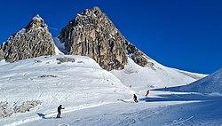 Piste de ski d'Inversens (roche de Mio) de la station de La Plagne(Alpes, France)