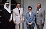 Thumbnail for File:Ronald Reagan, George Shultz, Prince Saud al Faisal, Abd al-Halim Khaddam.jpg