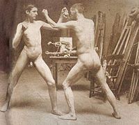 Two Boys Boxing in Atelier