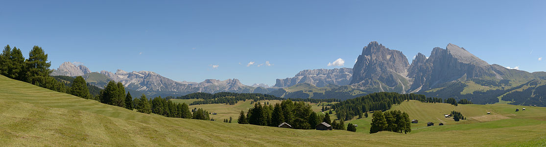 Grödner Dolomiten, Seiser-Alm mit Gruppo delle Odle, Saslonch, Sasplat