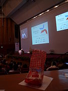 Stroopwafels at Wikimania 2008 closing ceremony.jpg