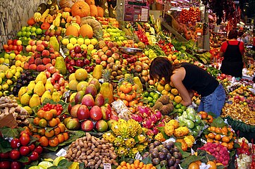 Parada de fruita al Mercat de la Boqueria