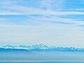 Le Mont Blanc et le lac Léman vus depuis le Haut-Jura près des Rousses.