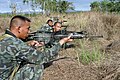 Several marines of the Philippine Marine Corps are training during BALIKATAN 2004 exercise
