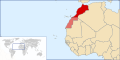 Morocco and Western Sahara (lightly shaded)