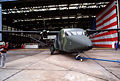 The first US Air Force C-23A Sherpa is rolled out of a hangar at Belfast Harbor Airport during the official introduction ceremony.