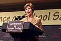 Laura Bush speaks during a conference on school safety