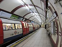 A train stopped at Hampstead tube station