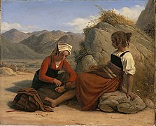 Young girl from Sonnino removing a thorn from the foot of one of her companions (1828)