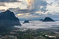 33 Karst peaks with sea of clouds at sunrise, South view from the top of Mount Nam Xay, Vang Vieng, Laos uploaded by Basile Morin, nominated by Basile Morin,  21,  0,  0