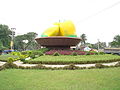 Giant mango in the middle of a roundabout in Bangladesh