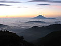 Mt. Fuji rising above the clouds.