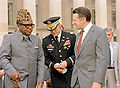 U.S. Secretary of Defense Caspar W. Weinberger meets with President Mobutu of Zaire in his Pentagon office, Room 3E880.