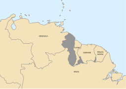 Disputed Areas Venezuela-Guyana-Suriname-FrenchGuiana.svg