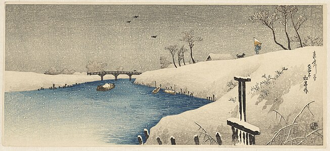 "Snow_on_Ayase_river,_Rijksmuseum_RP-P-2016-66-8.jpg" by User:Wittylama