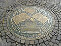 Plaque commemorating the Nazi book burning of 1933, Römerberg Square in front of Frankfurt city hall, Hesse, Germany