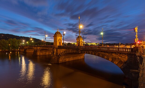 Legion Bridge over the Vltava river in Prague, Czech Republic.