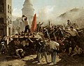 Painting of barricade in Paris Comune revolts june 1848
