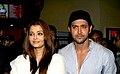 Roshan along with co-star Aishwarya Rai Bachchan at the premiere of their film Guzaarish (2010)