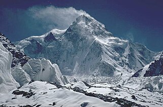 The north side of K2. The North Ridge is in the centre of the picture.