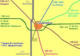 Valdepeñas-Spain-. Road map.