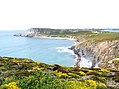 La plage de Porzh Koubou et, à l'arrière-plan, la pointe de Dinan, vues depuis la pointe de Ménez an Aod 1.