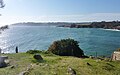 La Pointe de Penquernéo (entre les rias de l'Aven et du Belon) et à l'arrière-plan la pointe de Beg-ar-Véchen à Port-Manec'h vus de Kerfany-les-Pins, pointe de Minbriz