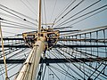 View of the rigging of the sailing ship Cutty Sark in Greenwich