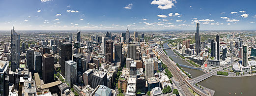 The Melbourne skyline as viewed from the Rialto Observatory on Collins St