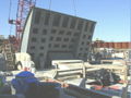 A hinged crest gate during installation.