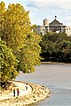 The Assiniboine Riverwalk, with the Saint Boniface Cathedral in the background