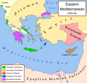 The eastern Mediterranean Sea in 1450 CE.