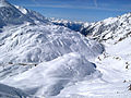 The road over the Arlberg pass in winter