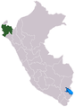 Location map of Piura region in Peru.