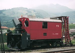 Snow-Blower of the Furka-Oberalp-Bahn in Disentis.