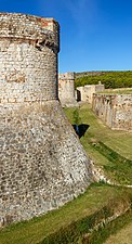 Northeastern (in front) and northwestern artillery tower together with the northwestern demi-lune