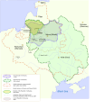 A map showing the historical boundaries of Lithuania, created by user "Knutux", from Lithuania